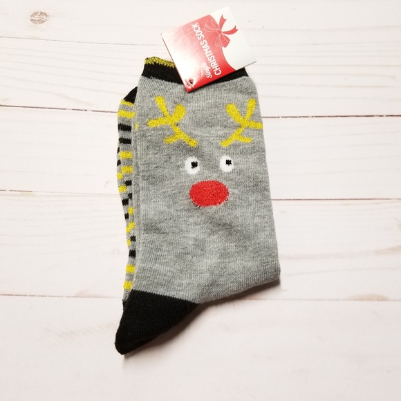 Accessories - 1 Pair Holiday Metallic Reindeer Christmas Socks